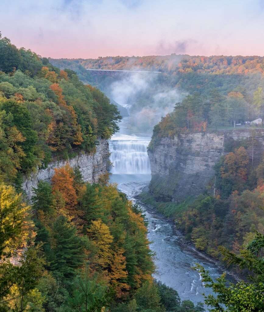 waterfall at the letchworth state park